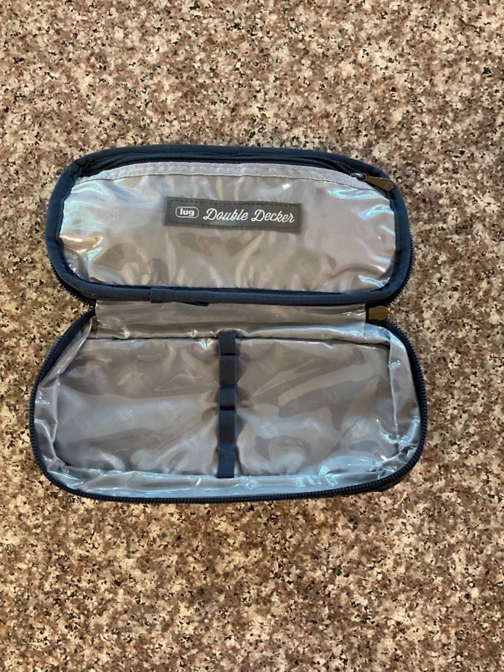 Lug Double Decker Makeup Organizer Leopard Navy